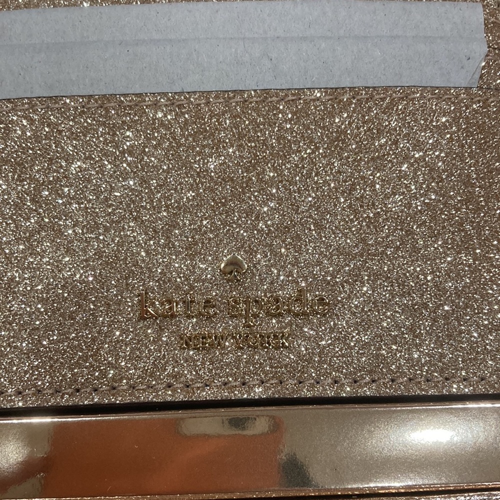 NWT Kate Spade Gold Sparkle Glitter Glimmer Boxed Small Slim Card Holder Wallet - Picture 6 of 15
